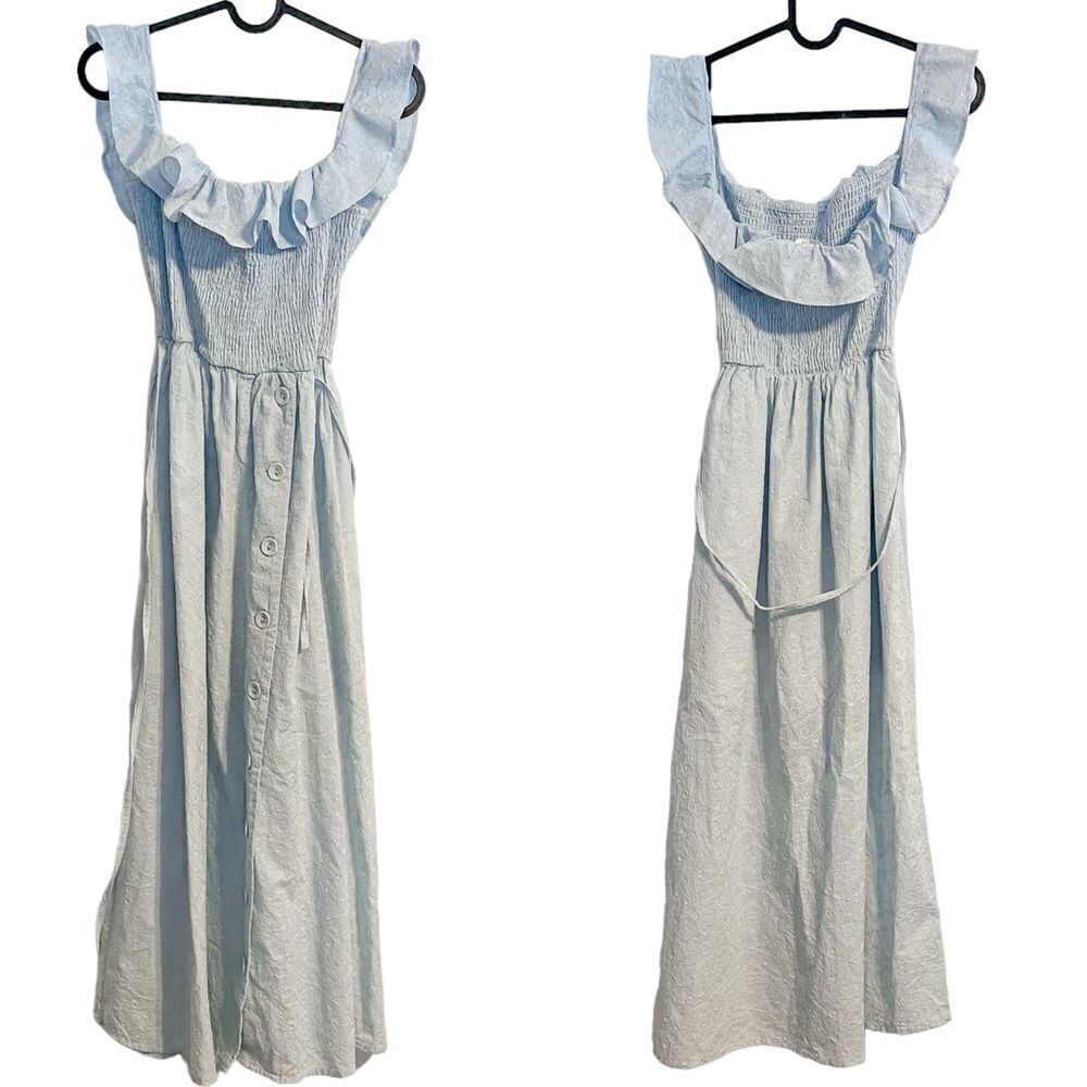 Tularosa Zion Midi Dress Baby Blue Embroidered L - Picture 3 of 11
